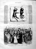 Original Old Antique Print 1883 Marmozets Animals Chess Tournament Bright 19th