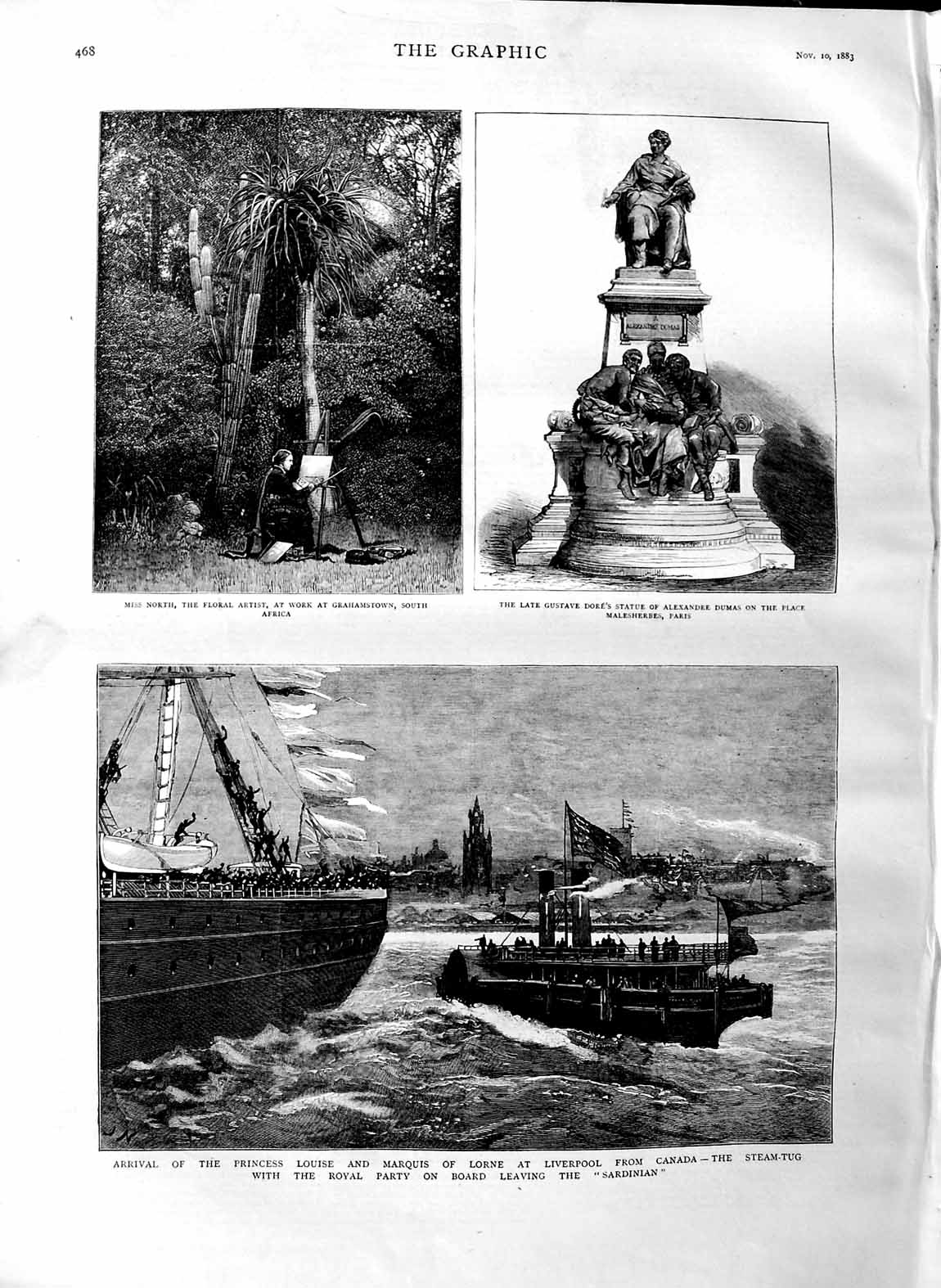 Old Antique Print 1883 Princess Louise Marquis Lorne Liverpool Dore Paris 19th