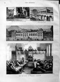 Old Antique Print 1883 House Assmebly Capetown Africa Rostra Kapad Bazaar 19th