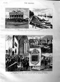Original Old Antique Print 1883 Memorial Captain Gill Brighton College Chin 19th