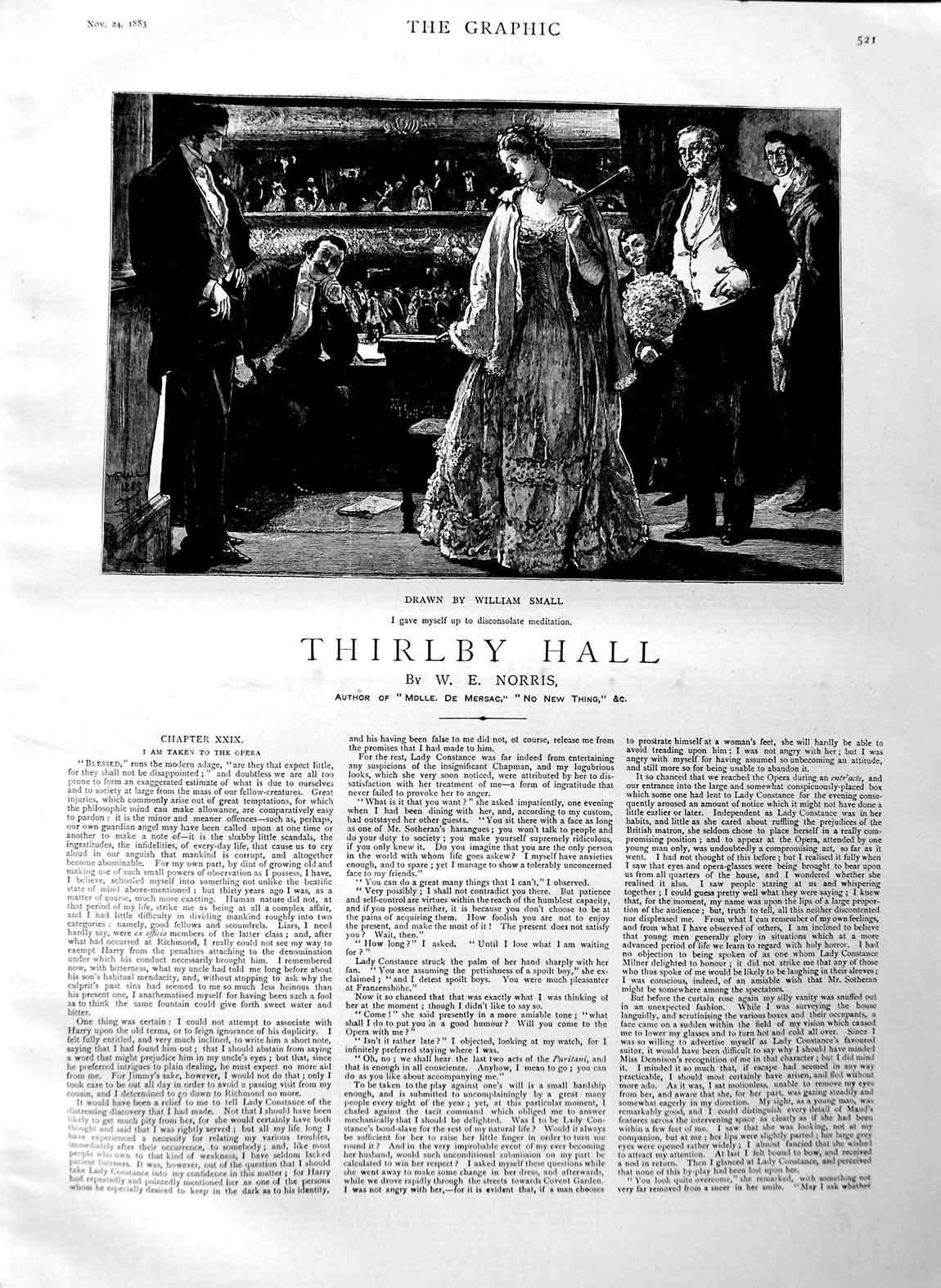 Old Antique Print 1883 Illustration Story Thirlby Hall Romance Fine Art 19th