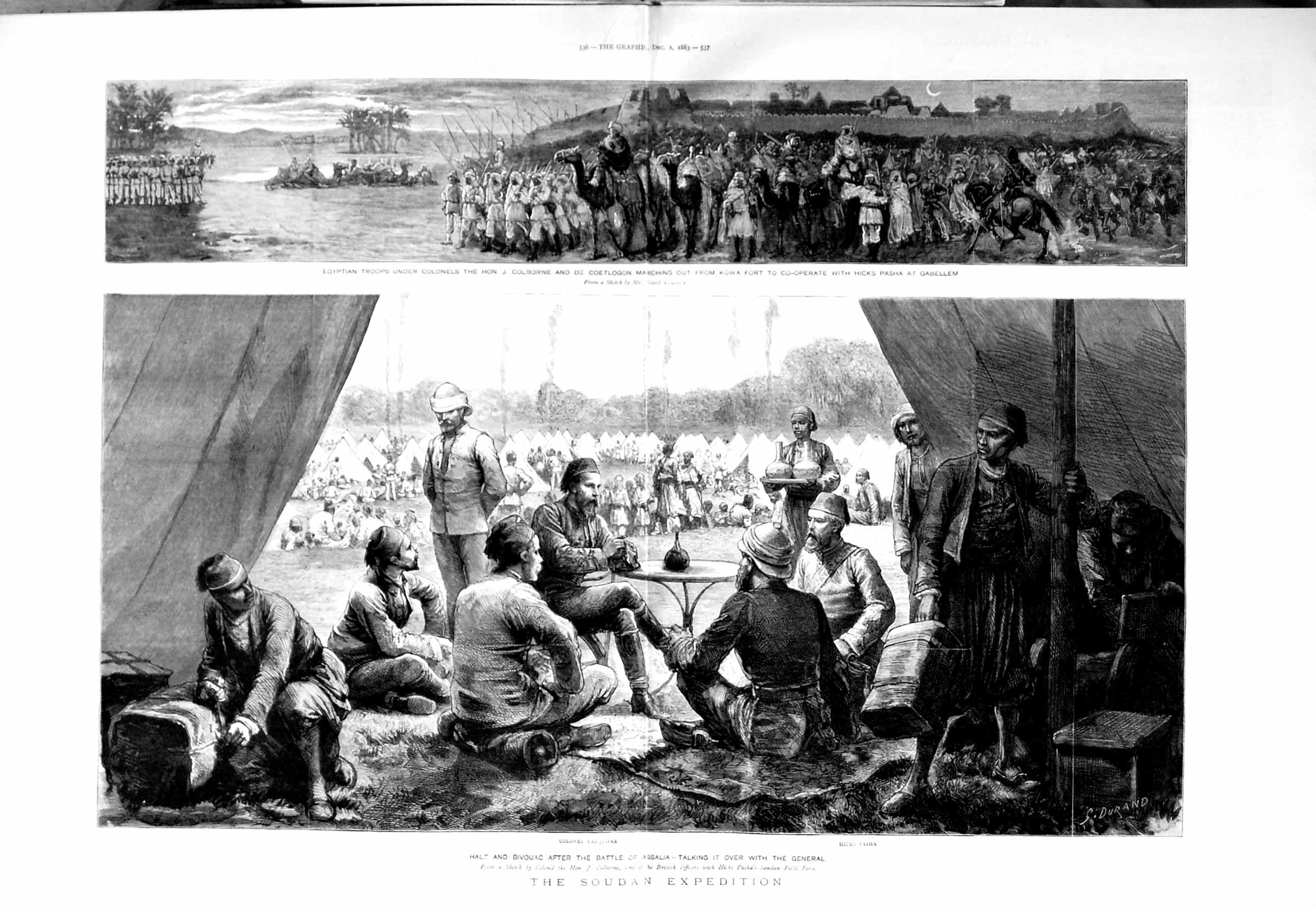 Antique Old Print 1883 Soudan War Battle Assalia Pasha Colborne Kowa Fort 19th