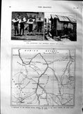 Old Antique Print 1883 Map Egyptian Soudan Hicks Pasha War France China 19th