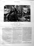Original Old Antique Print 1883 Illustration Story Thirlby Hall Norris Fine Art