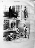 Original Old Antique Print 1883 Egyptian Prison Cairo Women Warder Victorian