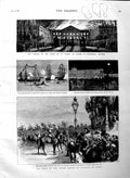 Original Old Antique Print 1883 Crown Prince Germany Spain Parliament Brussels