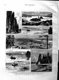 Original Old Antique Print 1883 Pacific Railway America Columbia River Mou 19th