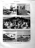 Original Old Antique Print 1883 Duke Connaught India P & O Steamer Cathay Suez
