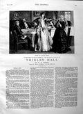 Old Antique Print 1883 Illustration Story Thirlby Hall Ladies Men Norris 19th