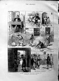 Original Old Antique Print 1883 Egypt Prison Prisoners Sweeping Cairo Victorian