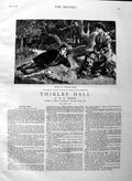 Original Old Antique Print 1883 Illustration Story Thirlby Hall Norris Romance