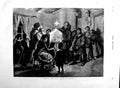Original Old Antique Print 1883 Scene Singing Christmas Carols Russia Children