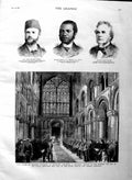 Original Old Antique Print 1883 Napier Rochester Cathedral Hooker Horton Howard