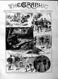 Original Old Antique Print 1884 Man-Eating Tiger Junglepoor Game Hunting Sport