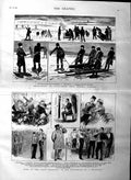 Original Old Antique Print 1884 Sham Fight Snow-Shoes Canada Siers Tr Victorian
