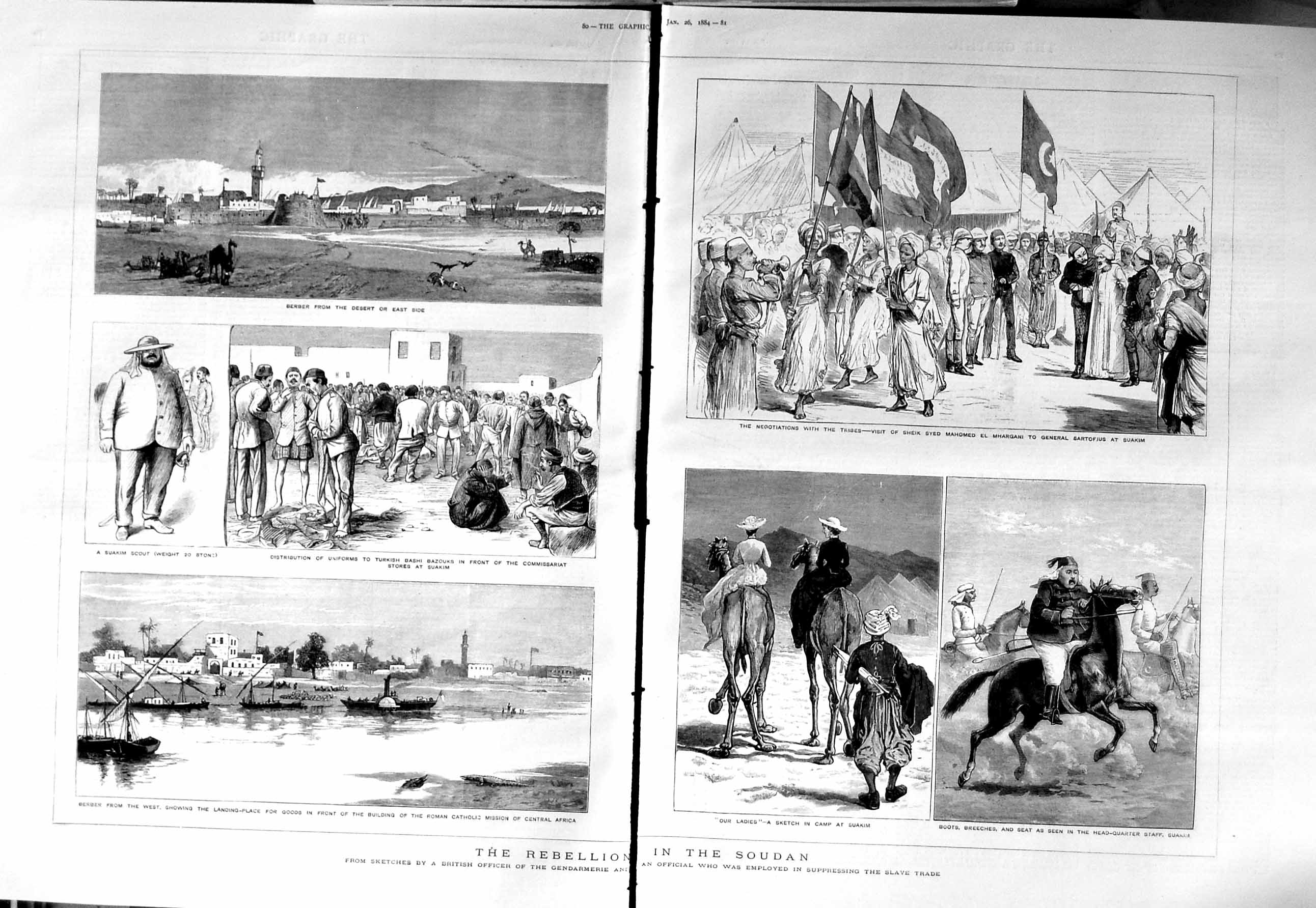 Original Old Antique Print 1884 War Soudan Sheik Syed Sartofjus Suakim Berber 0
