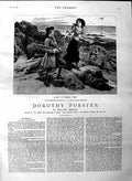 Original Old Antique Print 1884 Illustration Story Dorothy Forster Girl Man Dog