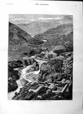 Original Old Antique Print 1884 View Baths Cauquedes Chili Mountains River Art