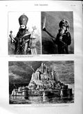 Old Antique Print 1884 Mont St. Michel Normandy Archbishop Gregoris Price 19th