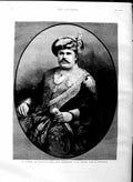 Original Old Antique Print 1884 Maharajah Rawul Takhtsingjee Sahib Bhownugger