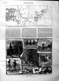 Original Old Antique Print 1884 Buck Hunting Cape Africa Map Baker Pasha Suakim