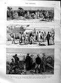 Original Old Antique Print 1884 Soudan Baker Pasha Tokar Egypt Siers Ship Bahr
