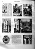 Original Old Antique Print 1884 Porch Catherine Coleman Olave Jewry Church 19th
