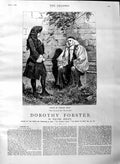 Original Old Antique Print 1884 Illustration Story Dorothy Forster Men Meeting