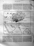 Old Antique Print 1884 Map Russia India Merv Arabia Bay Bengal Mongolia 19th