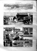 Original Old Antique Print 1884 Elephants Kentish Town London Soudan Ships 19th
