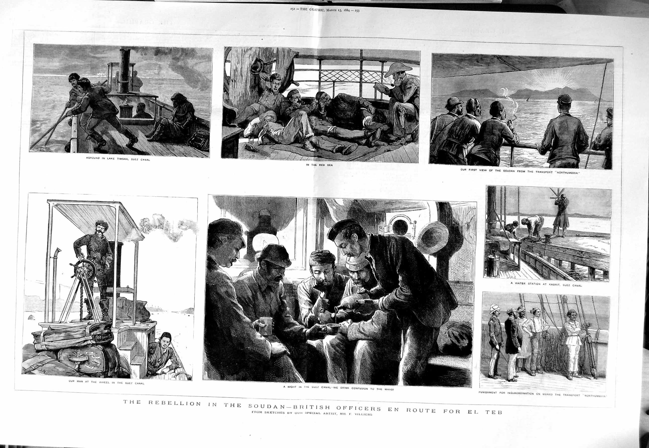 Old Antique Print 1884 Soudan War British Officers For El Teb Suez Canal 19th