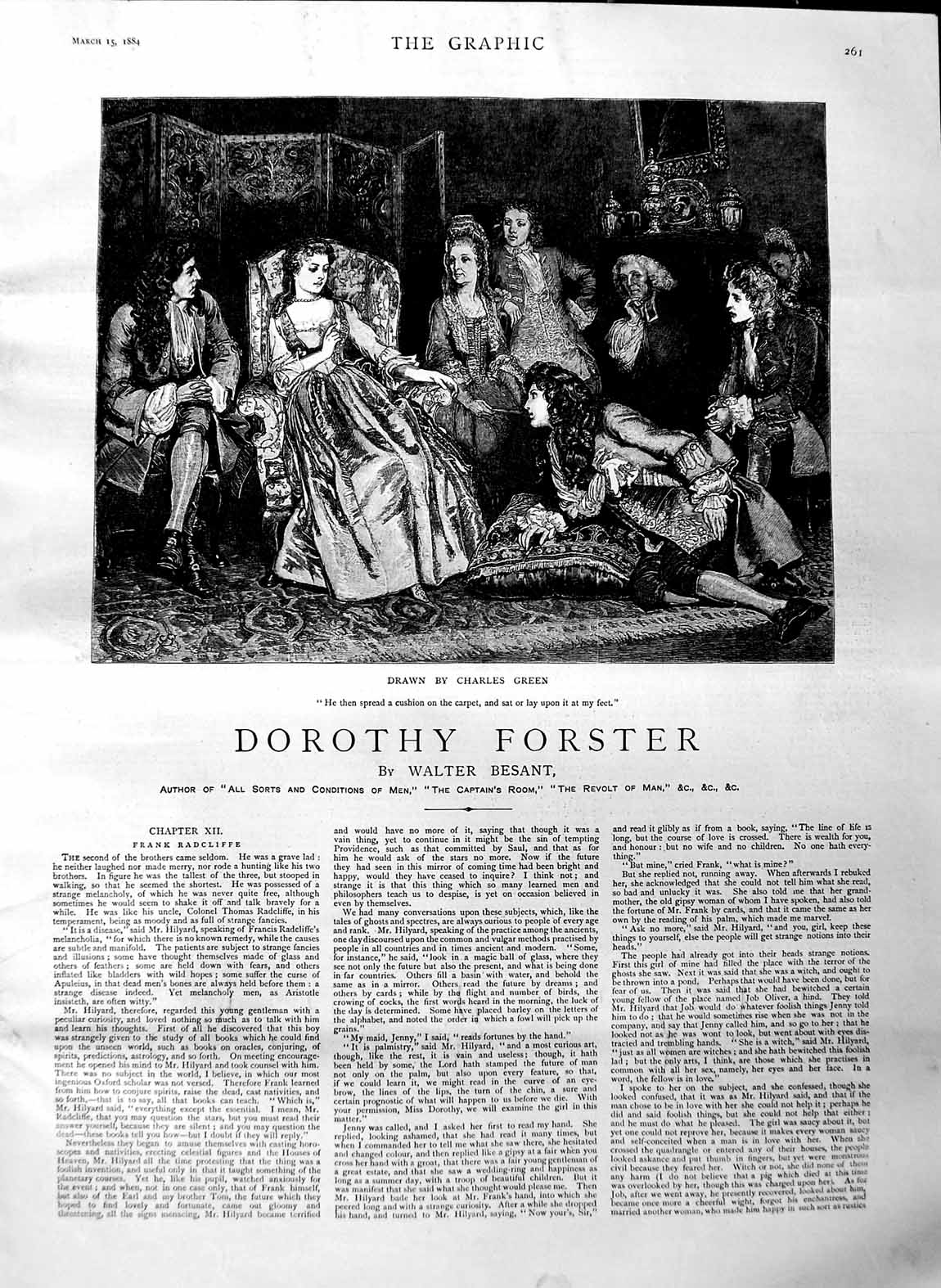 Original Old Antique Print 1884 Illustration Story Dorothy Forster Ladies Man