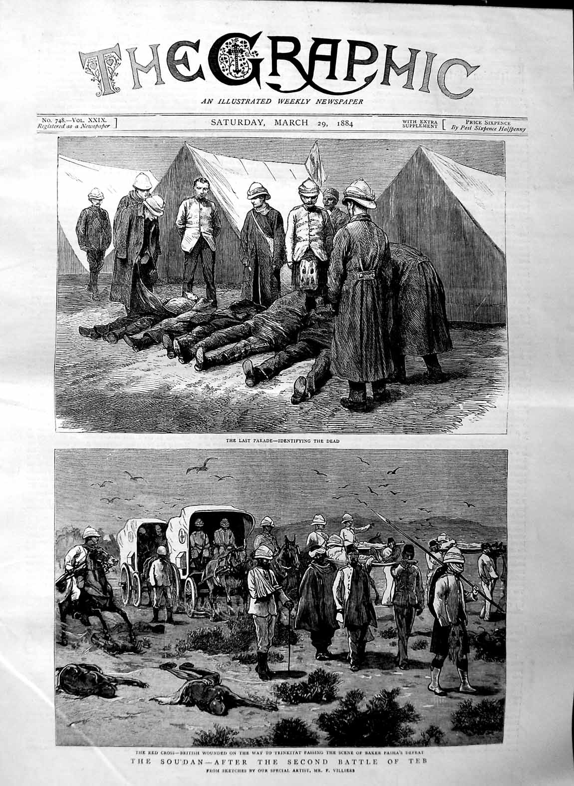 Old Antique Print 1884 Soudan Battle Teb War Red Cross Baker Pasha Camp 19th
