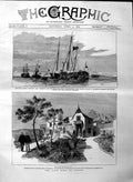 Old Antique Print 1884 Duke Albany Villa Nevada Cannes Osborne Ship Yacht 19th