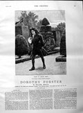 Original Old Antique Print 1884 Illustration Story Dorothy Forster Man Garden