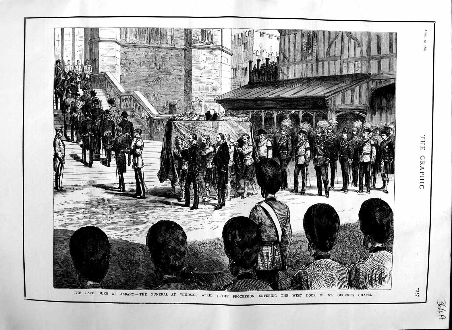 Old Antique Print 1884 Duke Albany Funeral Windsor St. George'S Chapel 19th