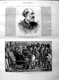 Original Old Antique Print 1884 Charles Reade Novelist Soudan Natives Morgani