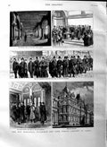Original Old Antique Print 1884 Mayor Public Library Leeds Municipal Buildings