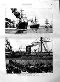 Original Old Antique Print 1884 War Soudan Ship Jumna Portsmouth Hussars Suakim