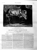 Original Old Antique Print 1884 Illustration Story Dorothy Forster Men Drinking