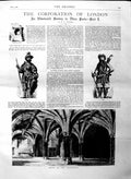 Original Old Antique Print 1884 Crypt Guildhall London Crosby Church Bish 19th