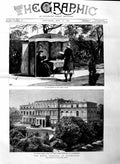 Original Old Antique Print 1884 Royal Wedding Darmstadt Ludwig Palace Gardens