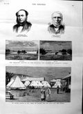 Original Old Antique Print 1884 Hospital Suez Soudan Port Nelson Railway 19th