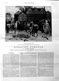 Original Old Antique Print 1884 Illustration Story Dorothy Forster Men Arms War