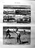 Old Antique Print 1884 Gladiatorial Games Pompeii Cyclone Bowen Australia 19th