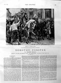Old Antique Print 1884 Illustration Dorothy Forster Man Horses Prisoner 19th