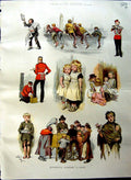 Original Old Antique Print 1884 Colour Juvenile London Children Man Vendor