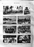 Original Old Antique Print 1884 Dutch Fort Acheen Tomb Acheenese King Victorian