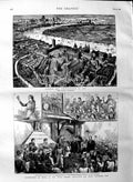 Original Old Antique Print 1884 View London Westminster Battersea Masonic Girls