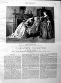 Original Old Antique Print 1884 Illustration Story Dorothy Forster Green Besant